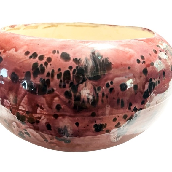 VTG Ceramic Splatter Bowl by Atlantic Mold - Glossy Centerpiece Planter "Page" - Picture 8 of 13